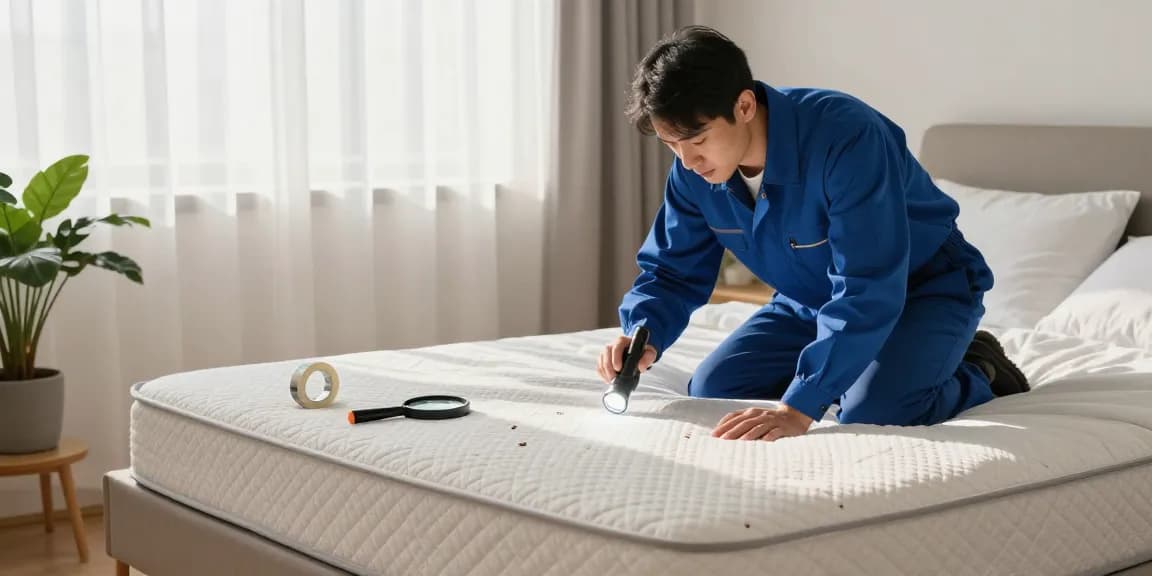 Effective bed bug heat treatment in a cozy bedroom setting with a professional inspecting for infestations.