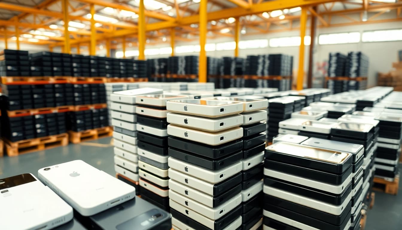 Showcase of Liquidation iPhone Pallets for Sale – 20 Units (High Resale Value) stacked elegantly.