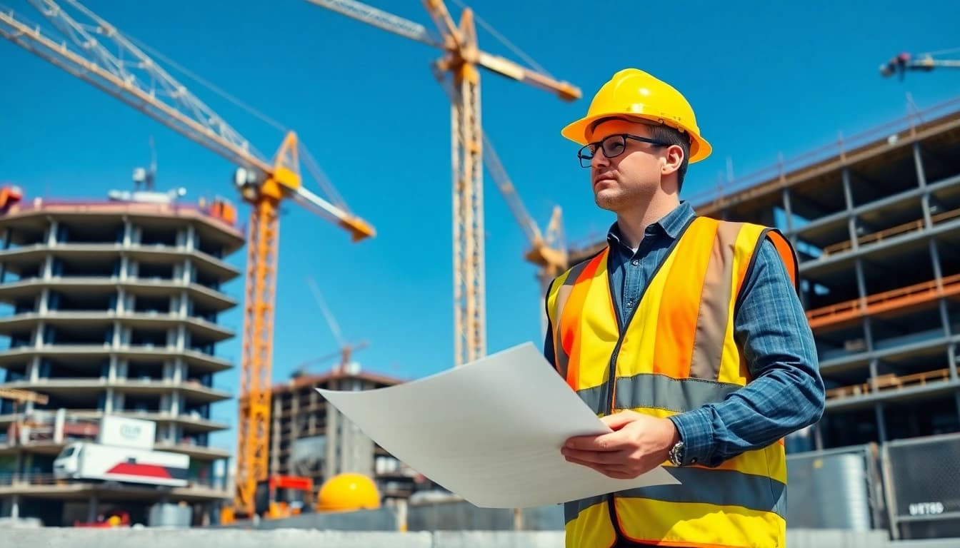 New Jersey Construction Manager leading a construction project with team on site.