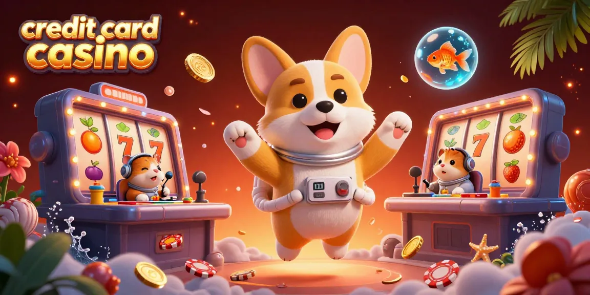 Experience the excitement of a credit card casino with a playful 3D scene featuring lucky elements.