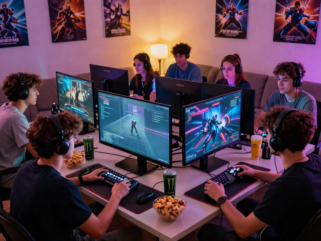 Friends enjoying a thrilling rokok88 online gaming session together.