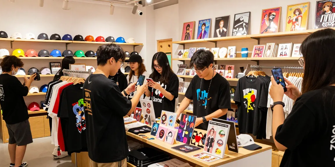 Exclusive merchandise store scene highlighting rokok88 apparel and accessories, vibrant atmosphere.