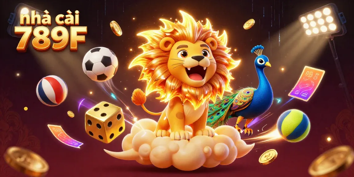 Experience excitement with nhà cái 789F in a vibrant casino-themed illustration featuring dynamic sports elements.