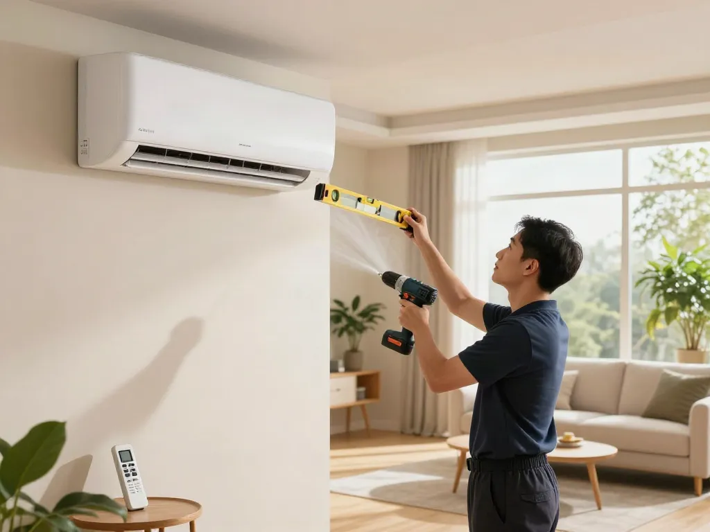 24000 btu mini split air conditioner installation in a modern living room