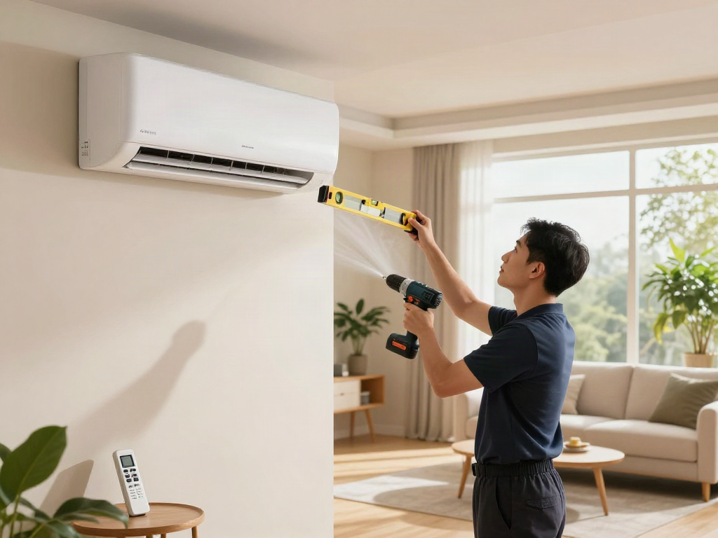 24000 btu mini split air conditioner installation in a modern living room