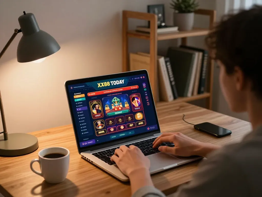 Engaging in strategic gameplay at XX88 TODAY with a modern online gaming setup